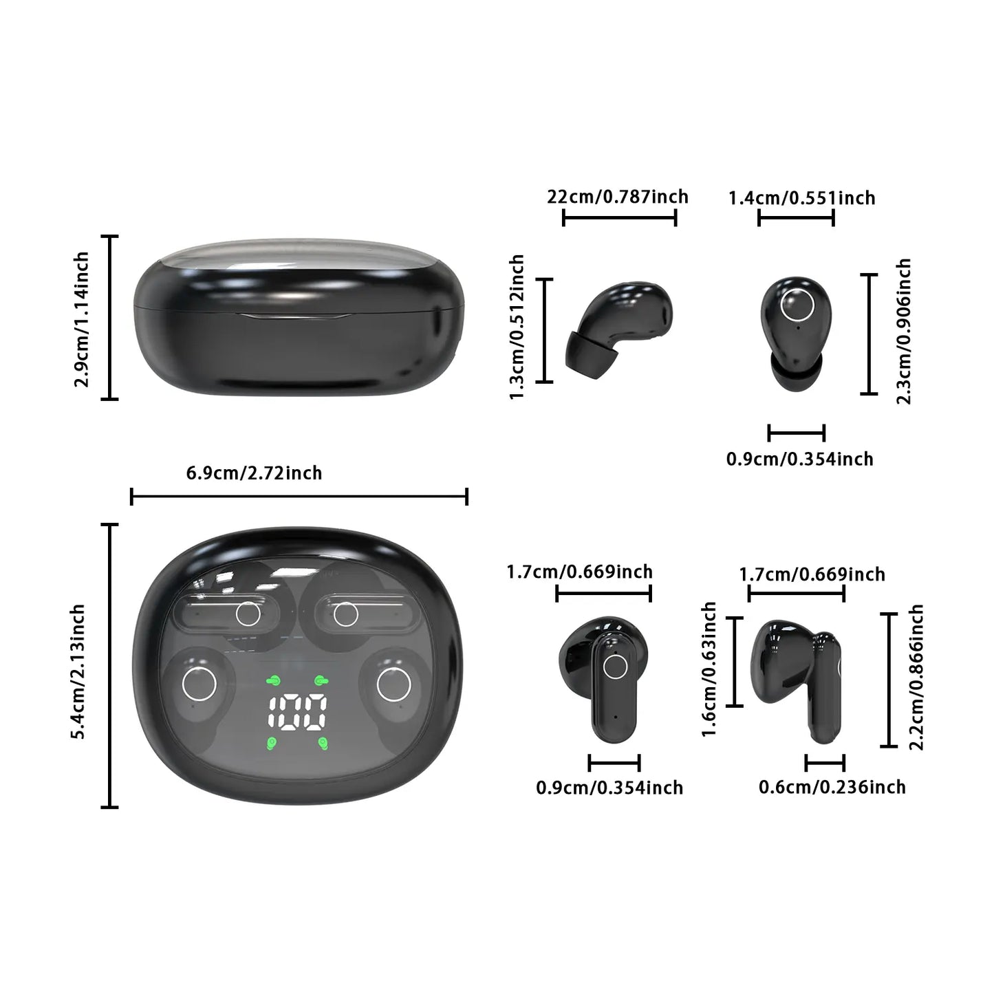 MSHUKCOE Wireless Bluetooth Headphones，Tiny Size Invisible Earbuds，Waterproof Headsets，With Mic，Sleep and Sports Earphones Set, 2 Pairs, Mini and Short Handle Design，For Work Sport Sleeping