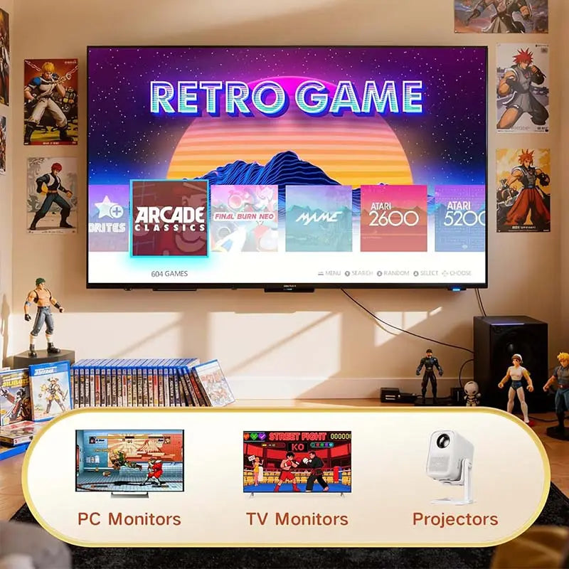 2026 Mass Games Retro Game Console NO PS2 with 40000+ Built-In Games 19 Emulators 2 Wireless Controllers HD Output & 128GB SD Card Perfect for Kids & Adults - Portable Gaming System Outdoorfun