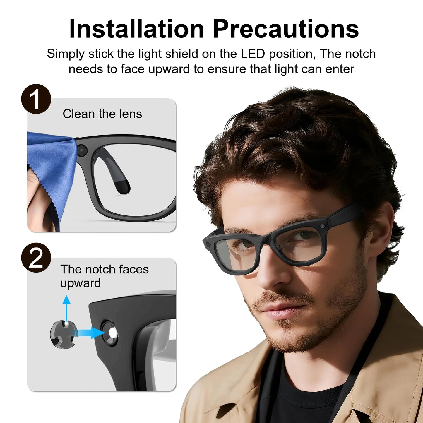 24Pcs LED Light Blocking Stickers Compatible with Ray-Ban Meta Wayfarer/Skyler/Headliner (Gen 2) & Oakley Meta HSTN Smart Glasses Accessories, Low-Tack Restickable Blackout LED Light Covers Sticker