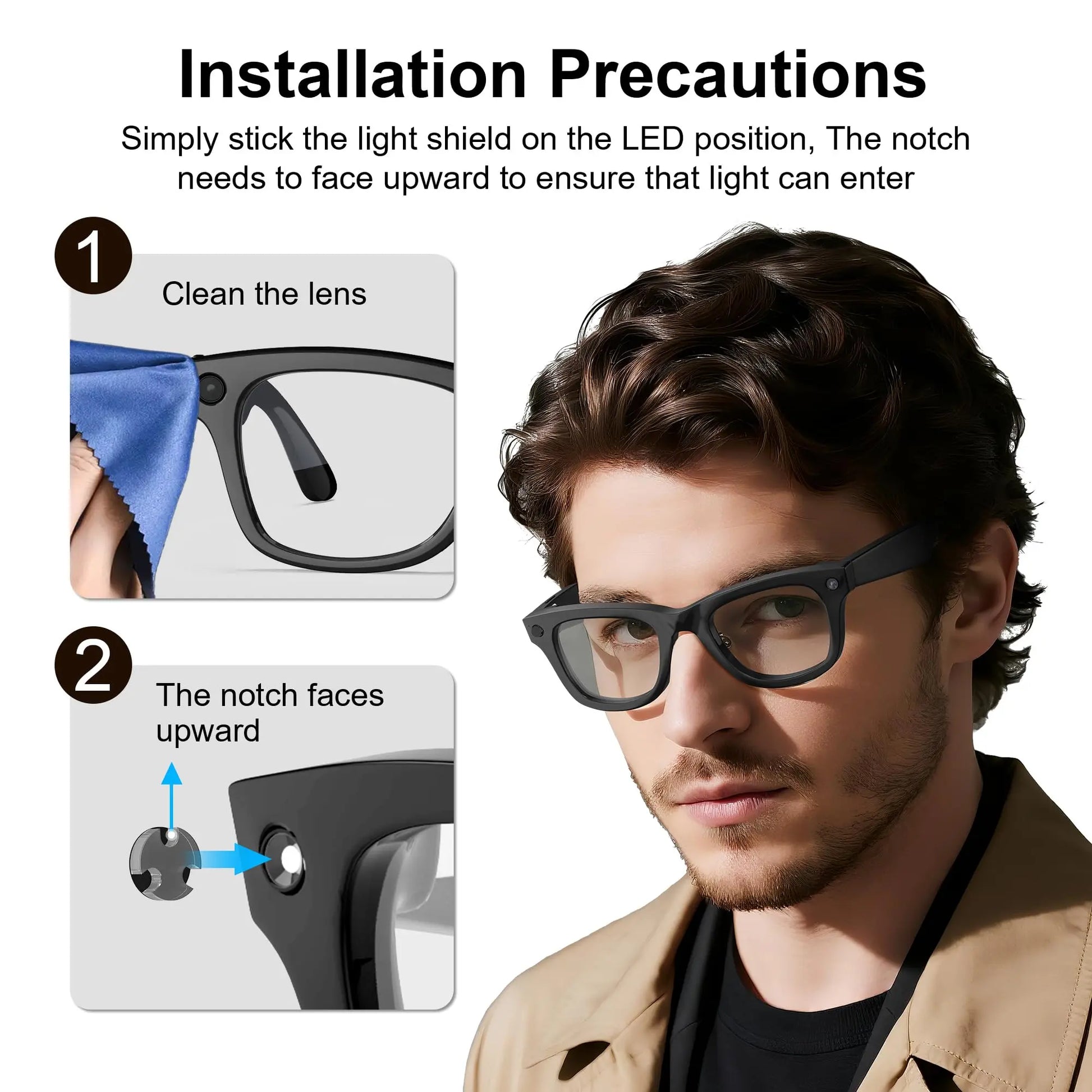 24Pcs LED Light Blocking Stickers Compatible with Ray-Ban Meta Wayfarer/Skyler/Headliner (Gen 2) & Oakley Meta HSTN Smart Glasses Accessories, Low-Tack Restickable Blackout LED Light Covers Sticker