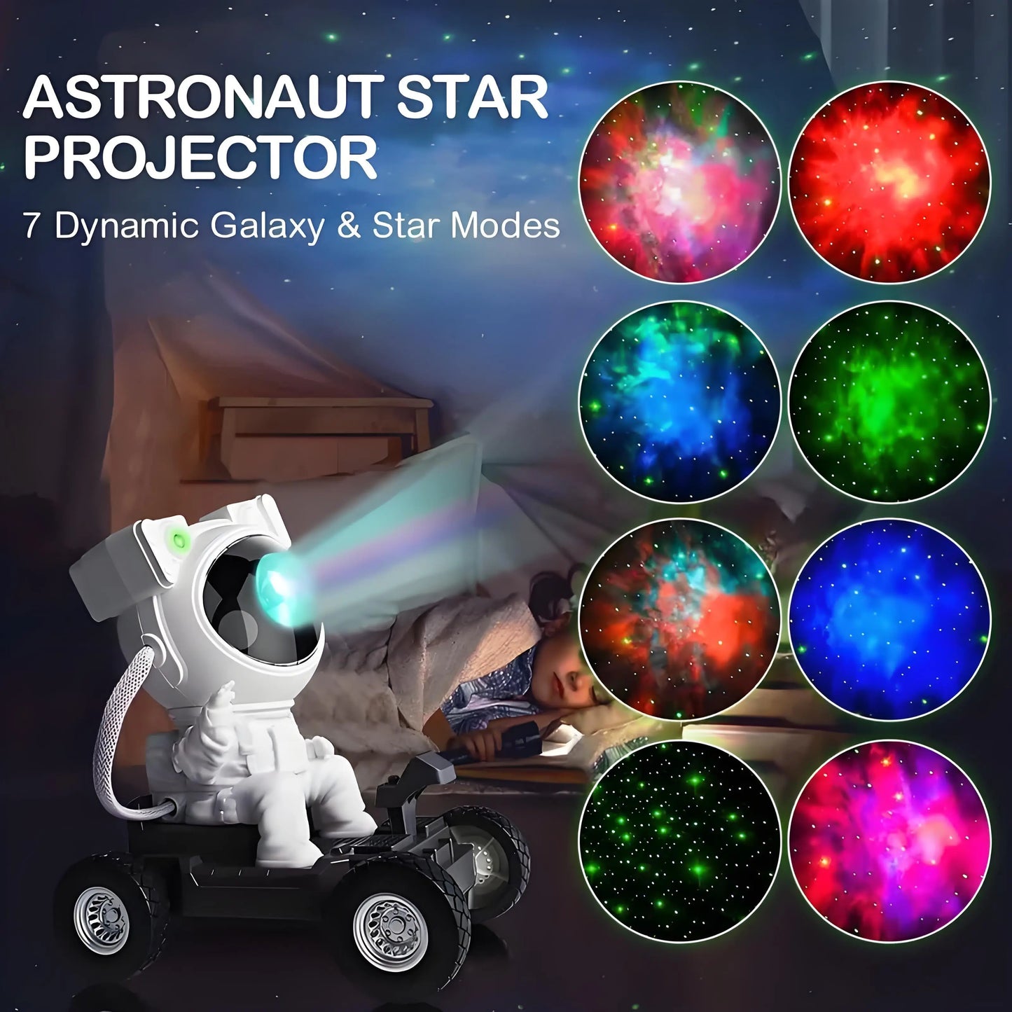 Moon Rover Astronaut Galaxy Projector Star Projector Night Light Bluetooth Speaker Remote Timer LED Nebula Ceiling Light Bedroom Decor Kids Room Aesthetic Room Decor Space Gift for Kids Teens Couples Space Lovers Home Ambience Light Relaxing Lamp