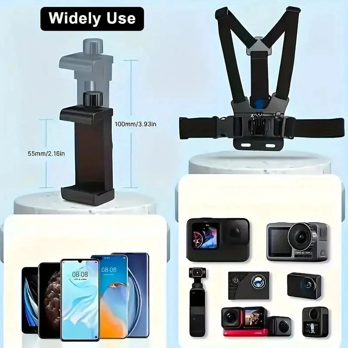 6Pcs/Set Hands-Free Phone Chest Mount Harness Vest & Head Strap Clip Holder Adjustable for POV/VLOG Compatible with Iphone Samsung Gopro Hero DJI Osmo AKASO Action Cameras Summervibes