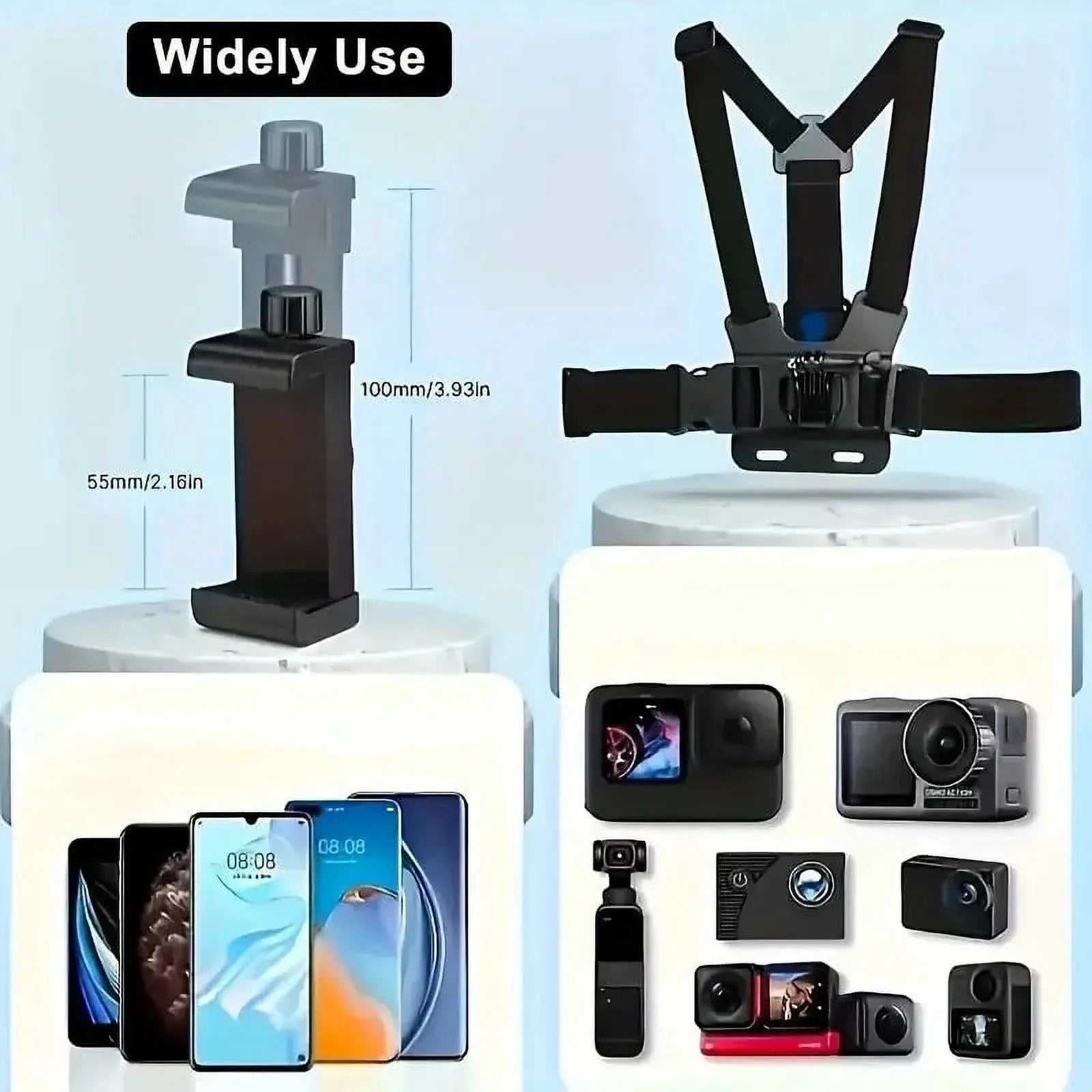 6Pcs/Set Hands-Free Phone Chest Mount Harness Vest & Head Strap Clip Holder Adjustable for POV/VLOG Compatible with Iphone Samsung Gopro Hero DJI Osmo AKASO Action Cameras Summervibes