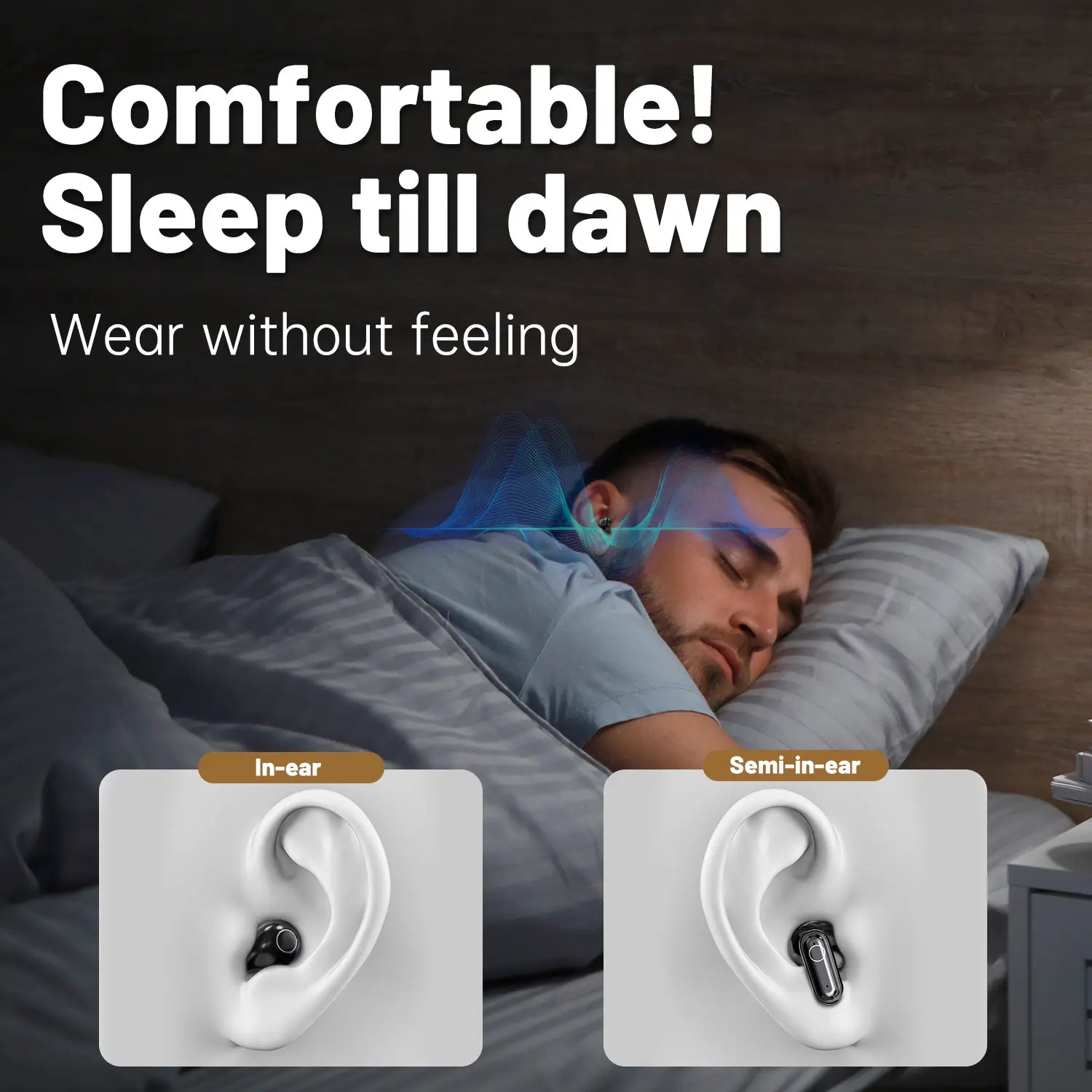 MSHUKCOE Wireless Bluetooth Headphones，Tiny Size Invisible Earbuds，Waterproof Headsets，With Mic，Sleep and Sports Earphones Set, 2 Pairs, Mini and Short Handle Design，For Work Sport Sleeping