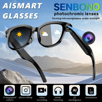 2026 New Intelligent Ai Glasses with Camera, 1080P HD Video Recording, 290Mah Battery, Wireless Call, Voice Assistant, Best Gift, Smart Glasses Camera
