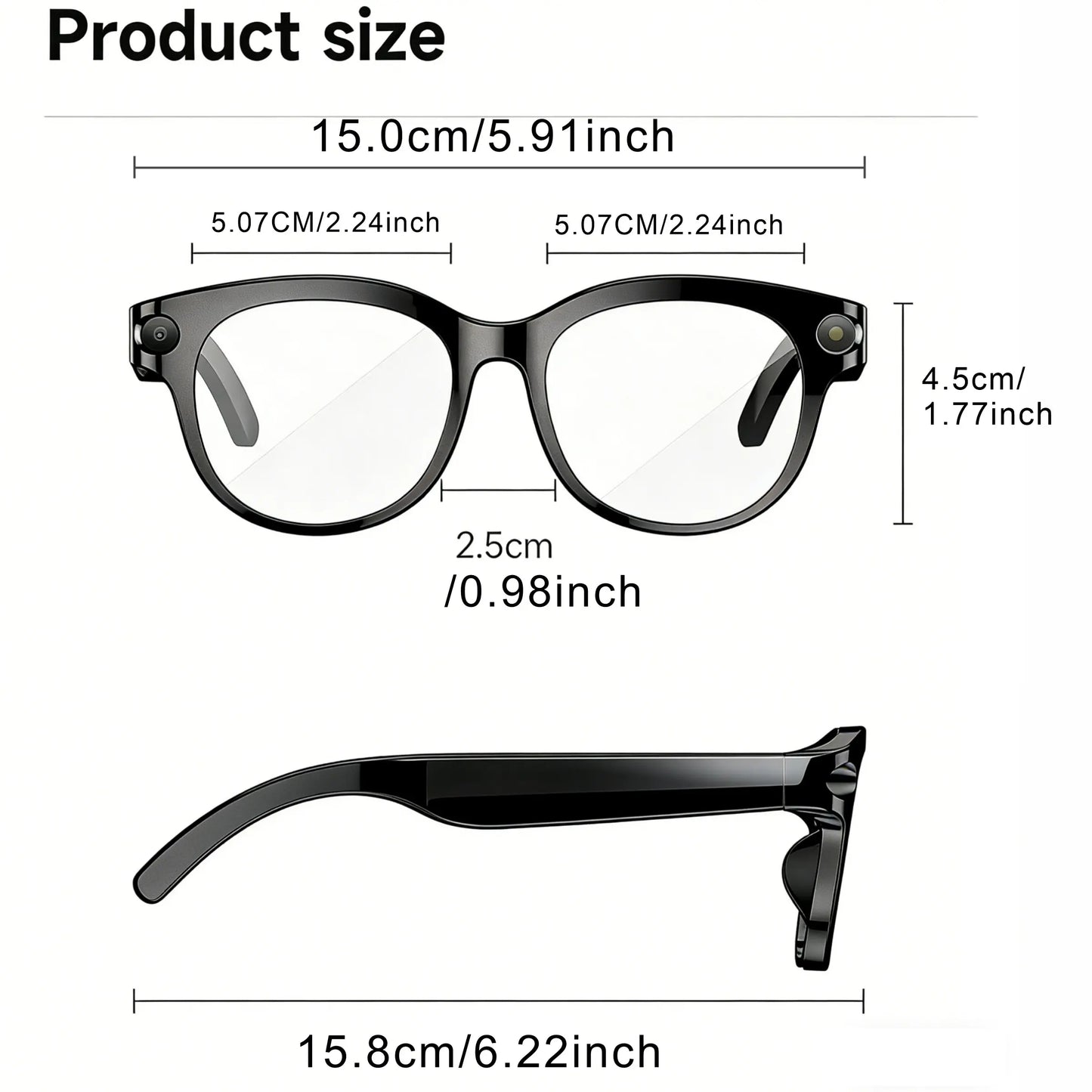 2026 New Intelligent Ai Glasses with Camera, 1080P HD Video Recording, 290Mah Battery, Wireless Call, Voice Assistant, Best Gift, Smart Glasses Camera