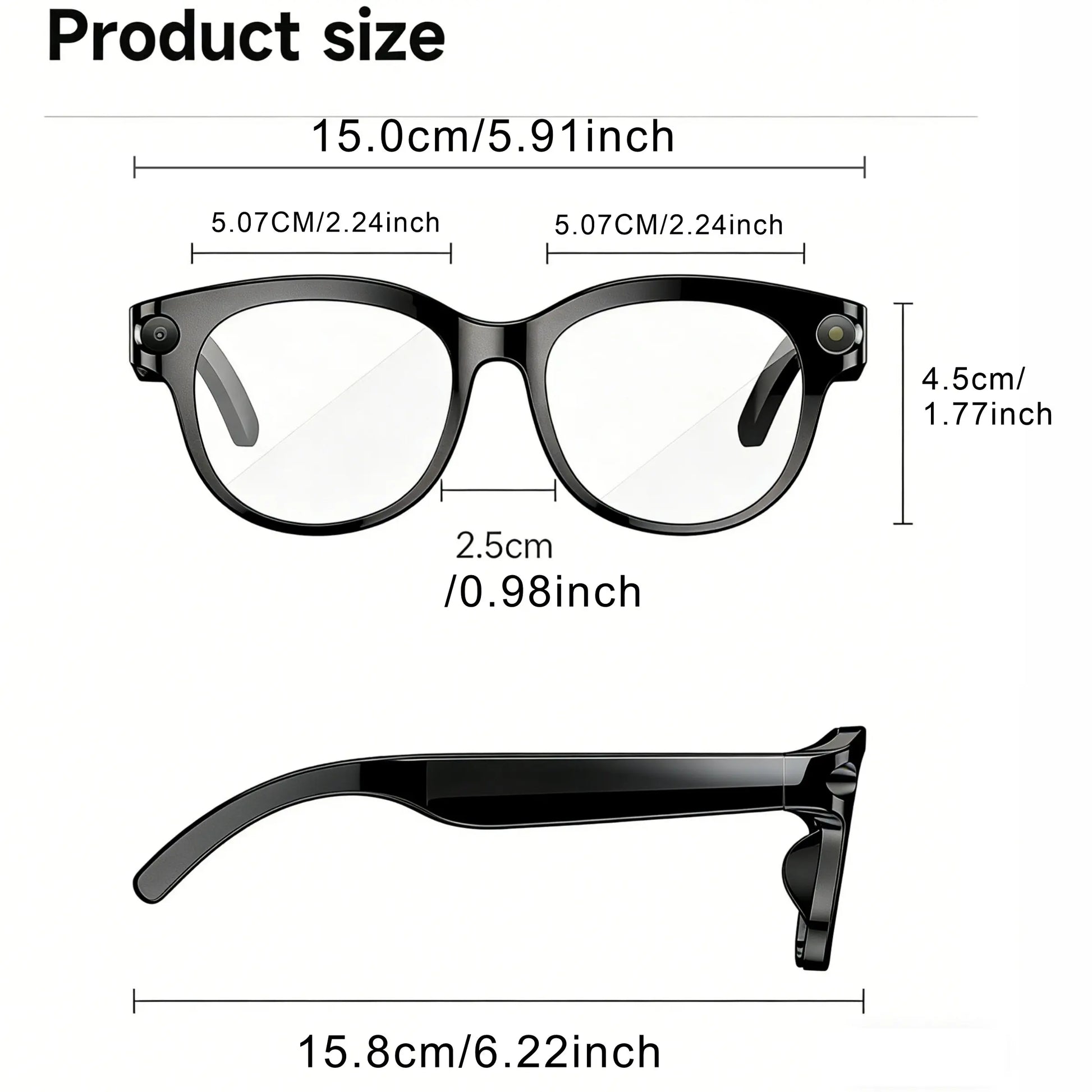 2026 New Intelligent Ai Glasses with Camera, 1080P HD Video Recording, 290Mah Battery, Wireless Call, Voice Assistant, Best Gift, Smart Glasses Camera