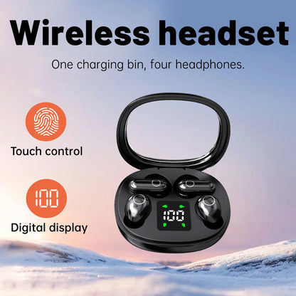 MSHUKCOE Wireless Bluetooth Headphones，Tiny Size Invisible Earbuds，Waterproof Headsets，With Mic，Sleep and Sports Earphones Set, 2 Pairs, Mini and Short Handle Design，For Work Sport Sleeping