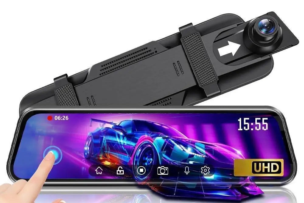 10 Inch Rearview Mirror Dash Camera, 1080P Full HD Front & Rear Dash Cam, Touch Screen Car Backup Camera with Night Vision, Parking Assistance