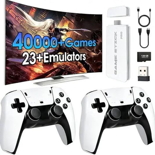 2026 Mass Games Retro Game Console NO PS2 with 40000+ Built-In Games 19 Emulators 2 Wireless Controllers HD Output & 128GB SD Card Perfect for Kids & Adults - Portable Gaming System Outdoorfun