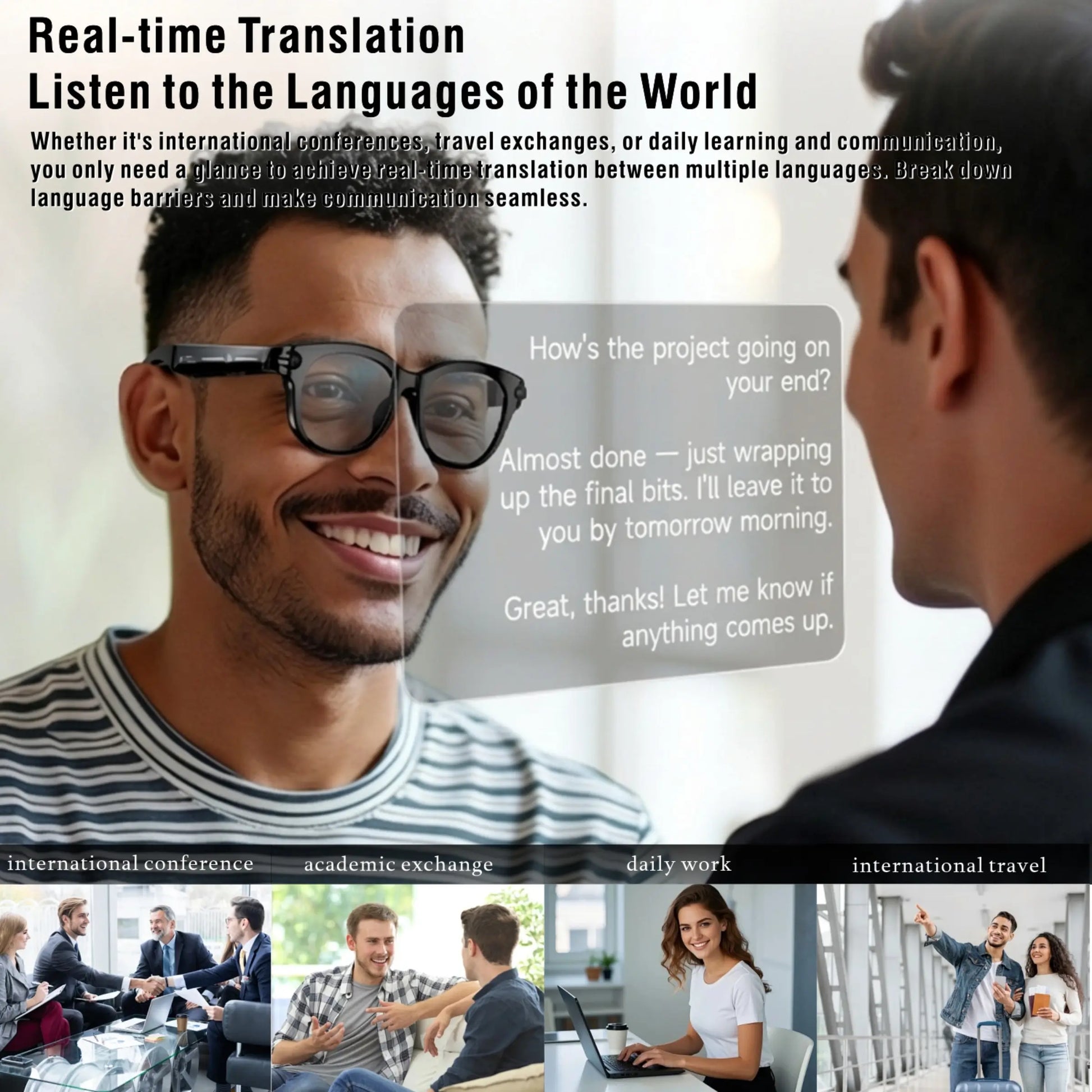 2026 New Intelligent Ai Glasses with Camera, 1080P HD Video Recording, 290Mah Battery, Wireless Call, Voice Assistant, Best Gift, Smart Glasses Camera