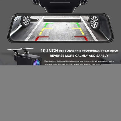 10 Inch Rearview Mirror Dash Camera, 1080P Full HD Front & Rear Dash Cam, Touch Screen Car Backup Camera with Night Vision, Parking Assistance
